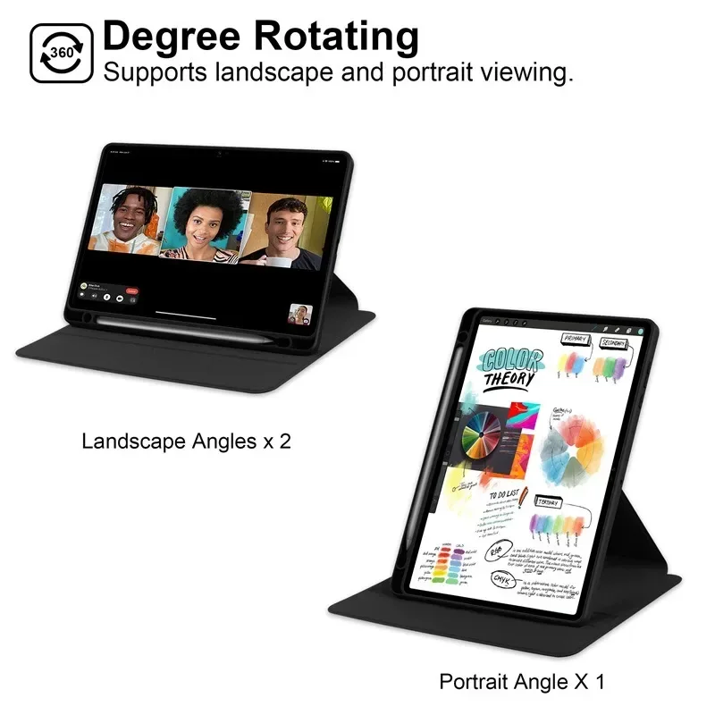 Premium 11-Inch Tablet Case with Pencil Holder and 360° Rotating Stand