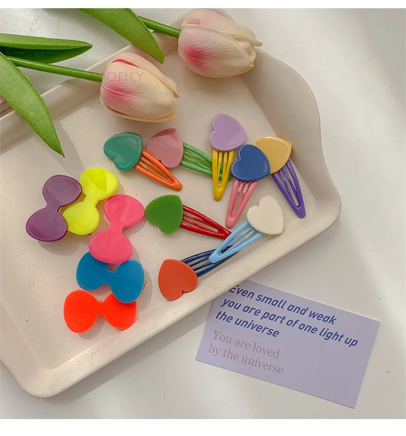 Baby Girls Hairpin Cute Bowknot Heart Type Candy Color Kid BB Clips Girl Hairpins Hair Clip Infant Headwear Children Accessories shake baby's hand
