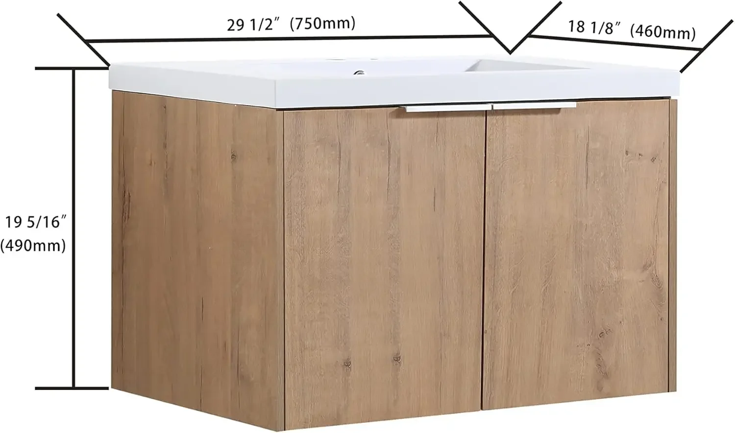 Wall Mounted Bathroom Vanity with Sink Combo Modern 30-Inch Single Bathroom Vanity Set with Top Basin &Storage Cabinet Wood 2