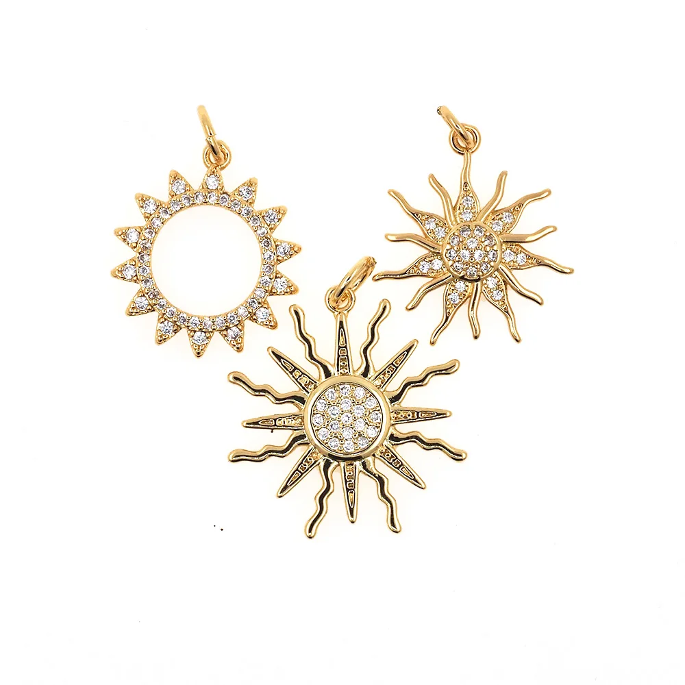Fashion Sun Totem Charms Pendant CZ Zircon Gold Plated Necklace DIY Birthday Party Jewelry Findings Accessories Making For Women 3
