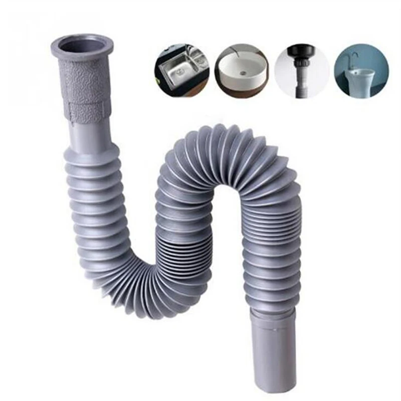 

Wash Basin Pipe Plumbing Kitchen Sewer Pipe Flexible Bathroom Sink Drains Downcomer Hose Waste Pipe