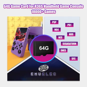 Scheda TF di gioco 64G per console di gioco portatile retrò video R36S EmuELEC 4.7 OS Costruito oltre 18000 giochi retrò per PS1/PSP/N64/SS/SNES
