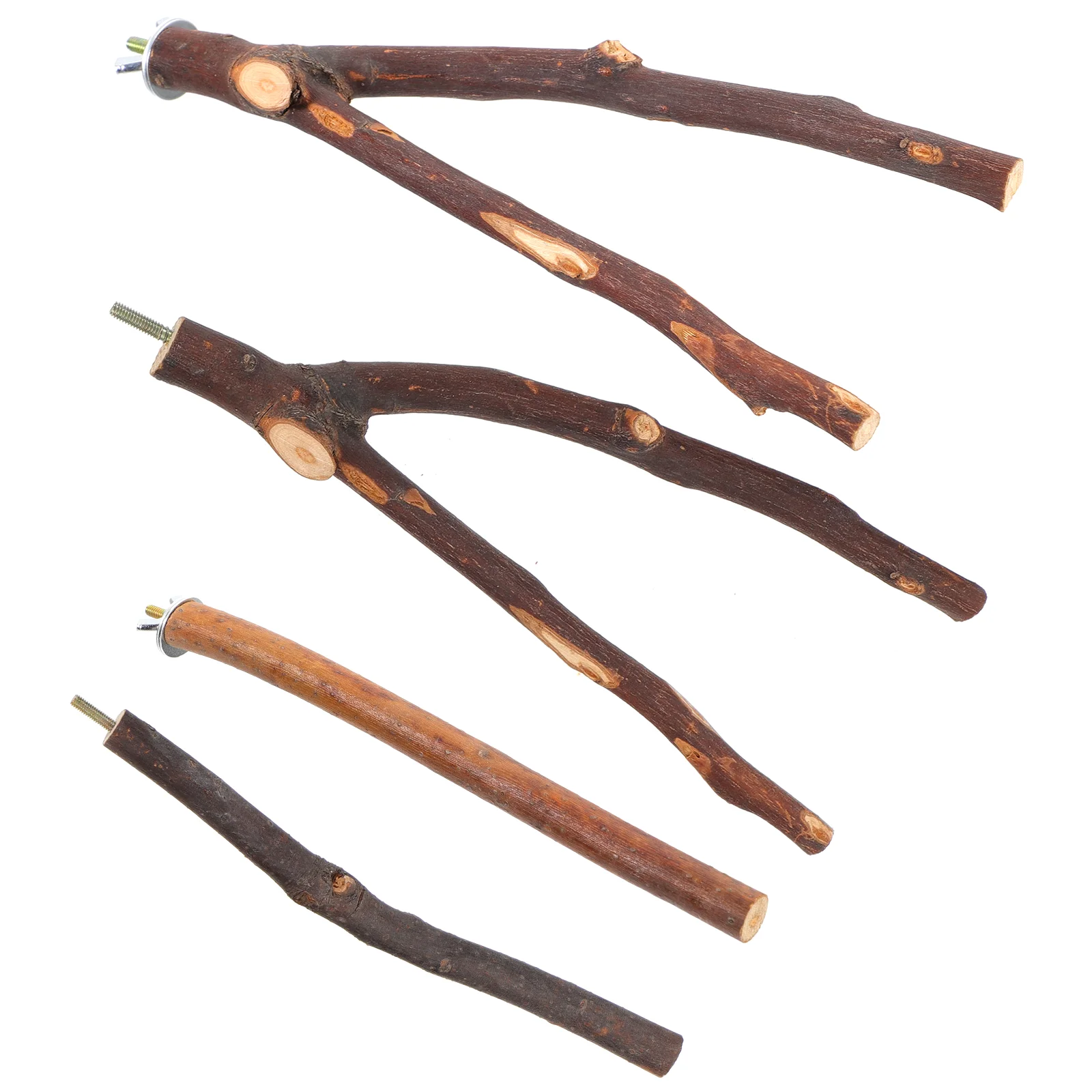 

4 Pcs Parrot Standing Stick Bird Supply Branch Striped Bass Cage Perch Wood Pole Wooden