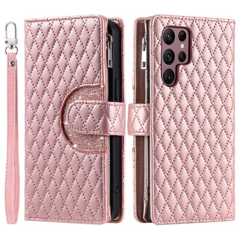 Elegant Long Lanyard Zipper Wallet Phone Case with Flip Leather Cover