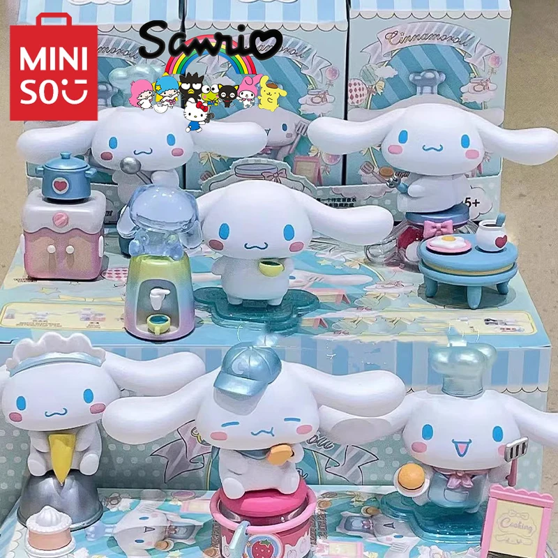 Genuine Miniso Sanrioblind Box Cinnamoroll Cooking Hut Series Tideplay Ornaments Model Kawaianime Doll Decoration Regalo Per Bambini