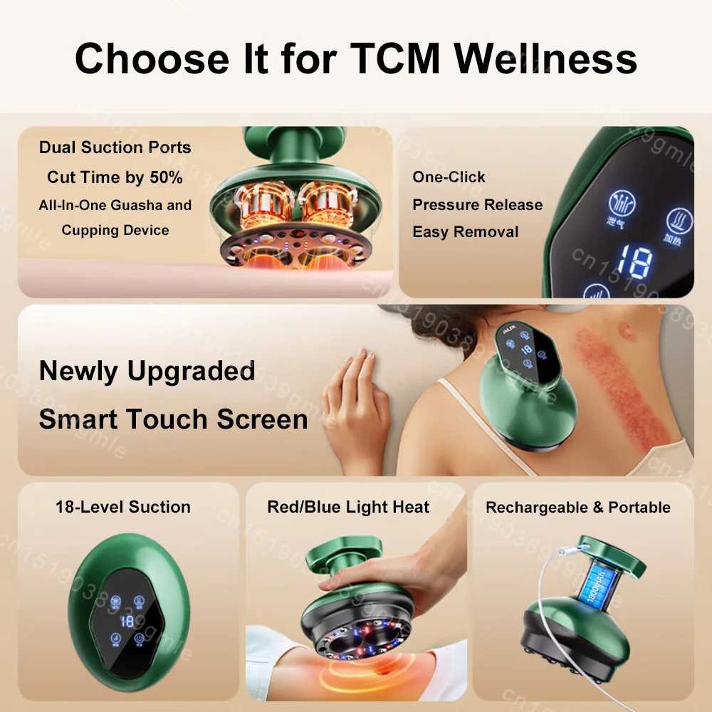 Rechargeable Vacuum Cupping Device Skin Scraping Massager Jars Heating Guasha Suction Cups Therapy Fat Buner Body Massager