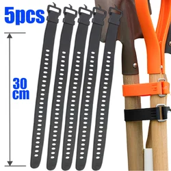 Adjustable Silicone Reusable Straps for Organization and Outdoor Gear (Black - 30cm - 5pcs)