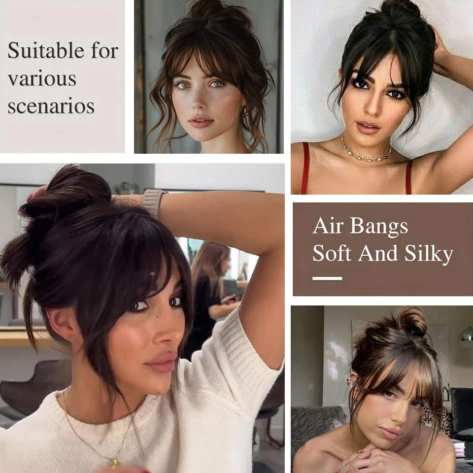 LUPU Synthetic Clip In Hair Bangs Wig With Natural Side Bangs Fluffy And Add Hair Flipper Bangs Hair Extensions For Women