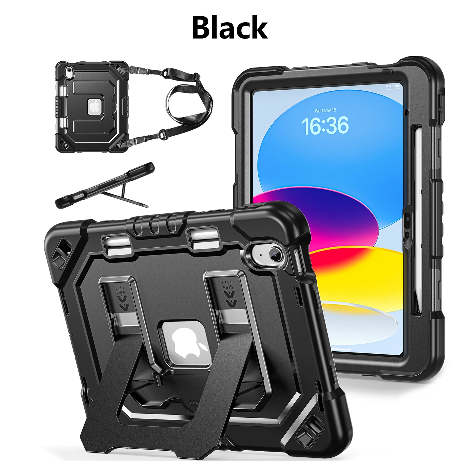 Enhanced Shockproof Smart Case with Shoulder Strap
