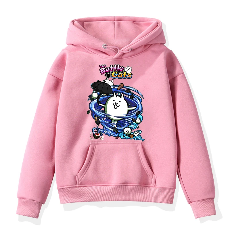 thumbnail image 1 of Sudadera con capucha con estampado de gatos de Game The Battle, bonita sudadera de dibujos animados para niñas, ropa para niños, sudadera de anime para niños, ropa de abrigo para niños, 1 of 5