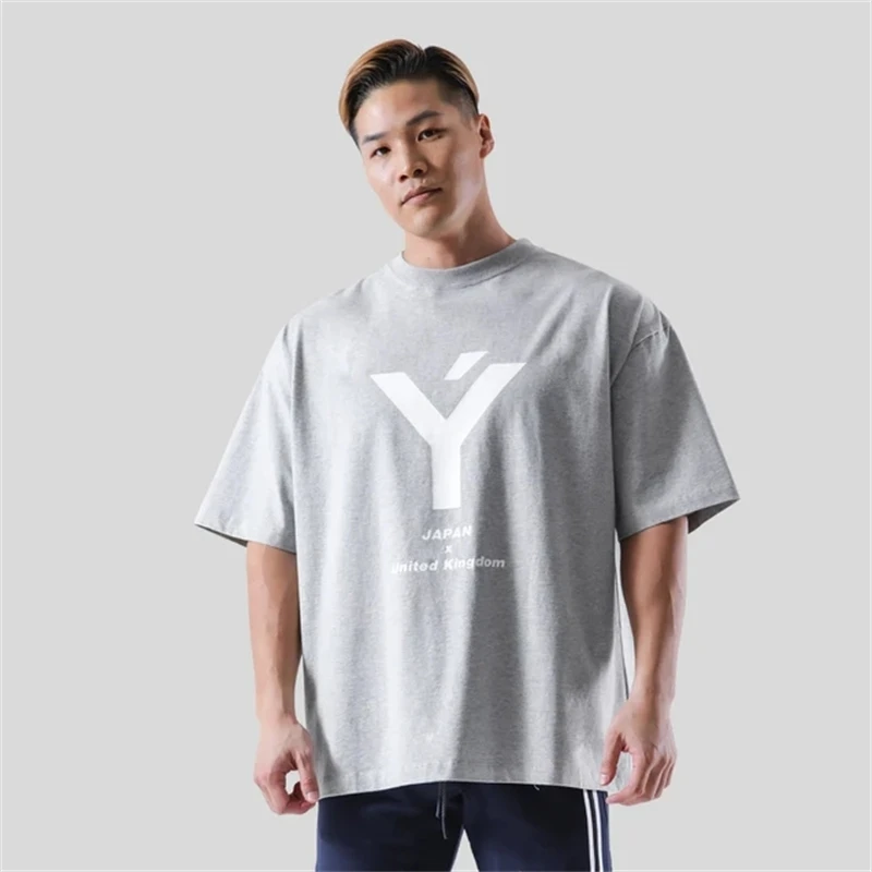 Green Summer Oversize Gym Accessories Fitness Sports Men's Short Sleeve T-shirt Fashion Casual Cotton Loose Elasticity Tees Tops 6
