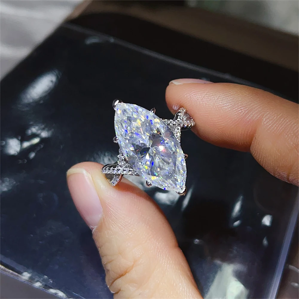 Serenity 10ct Marquise Big Moissanite Rings for Women Men Gift Sparkling Lab Diamond Wedding Rings Solid S925 Plated 18K Jewelry 12 Sda427c57445f4371987f4e58626761c9R
