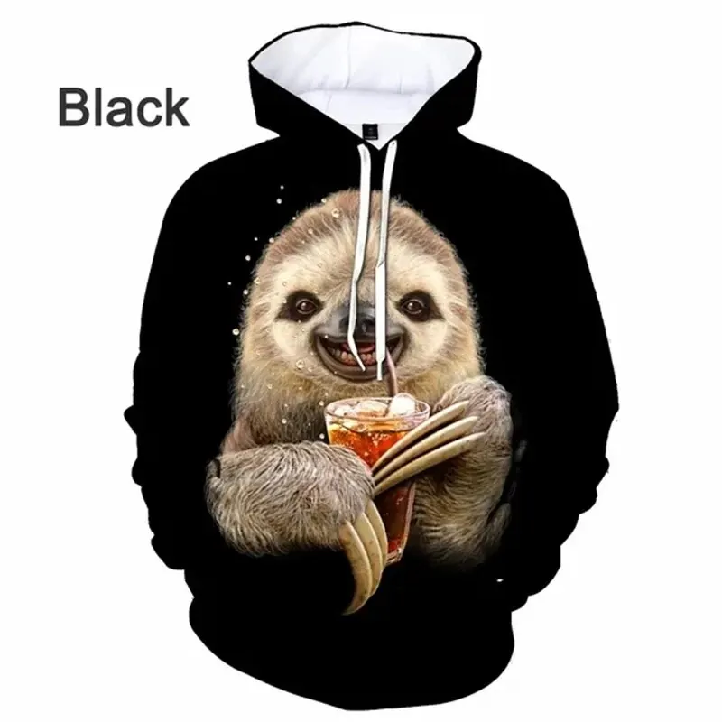 thumbnail image 1 of Sudadera con capucha con estampado 3D de animales perezosos para hombre, sudadera informal de gran tamaño, sudadera con capucha de manga larga para hombre y mujer, ropa de calle, 1 of 5