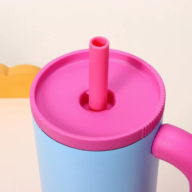 New 40oz 304 Stainless Steel Straw Insulated Ice Cup - Thick, Portable Handle Design for Trendy Hydration