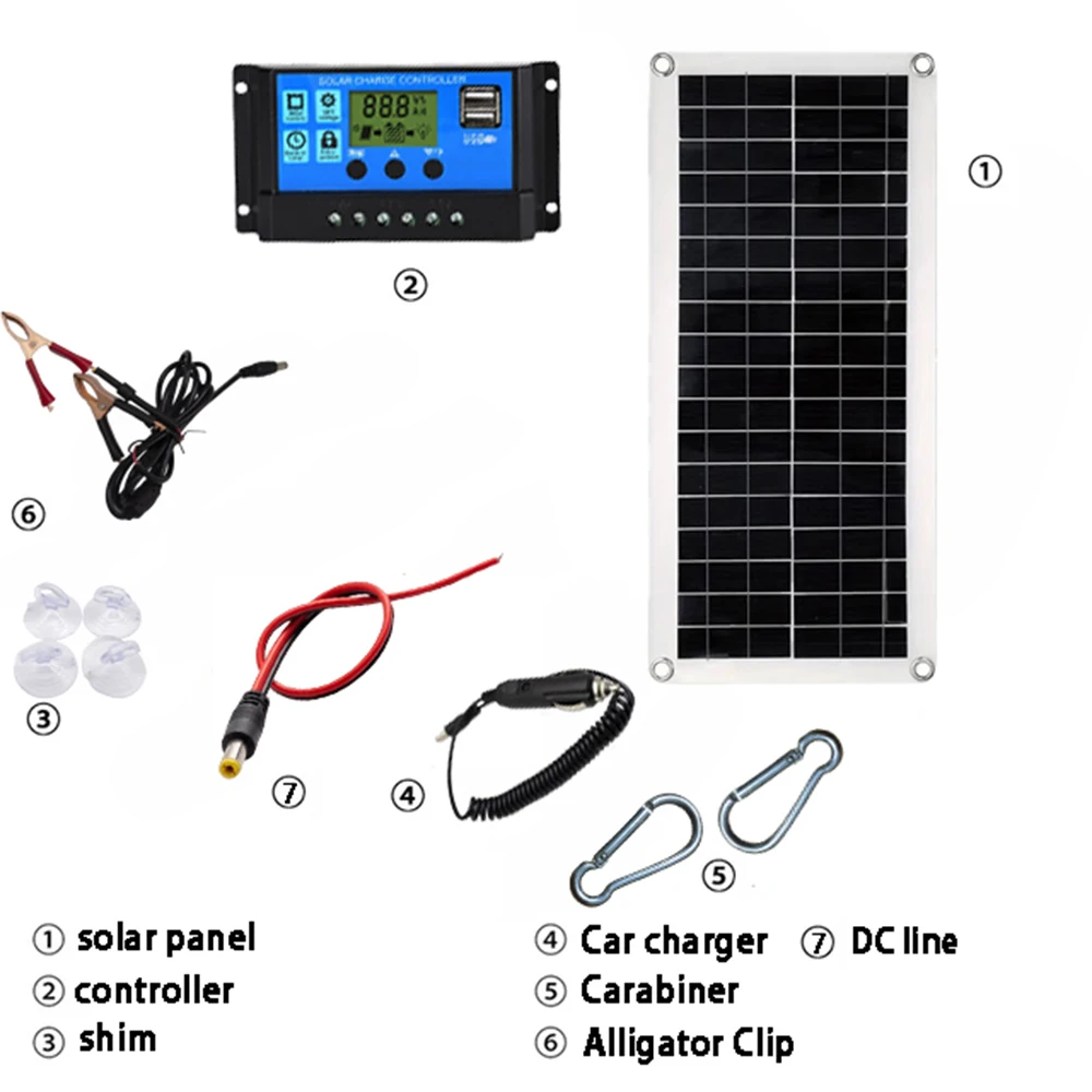 Solar Anlage Komplett 12V Placa Solar Usb Power Portable Outdoor Solar Cell Sistema Solare Per La Casa Kit Completo Escursionismo Viaggi