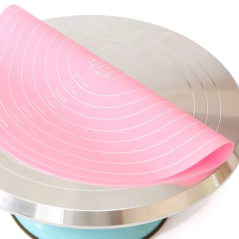 Silicone Baking Mat Silicone Baking Mat for Cake Turntable Non-Stick High Temp Resistant Decorating Tool Size Guide