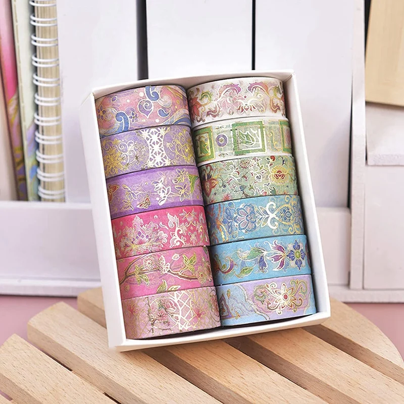 Gold Foil Flower Washi Tape Set Floral Washi Tape Botanical Gold For Journal Arts And DIY Crafts adhesive tape washi tape adhesive tapes decorative tape decoration tape collage tape flower tape