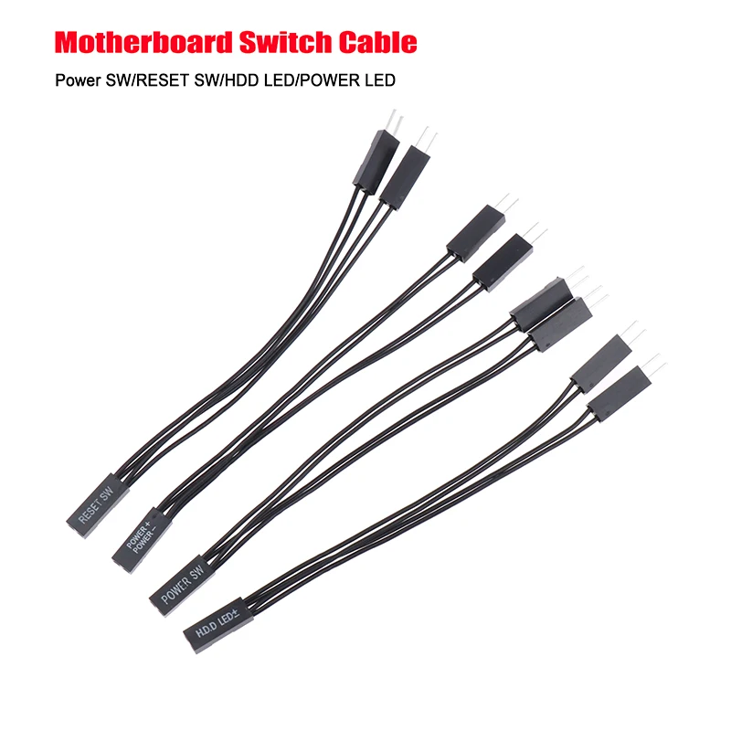 Dual Adapter Cable with Switch and LED Indicators - 10cm, 1 Female to 2 Male Splitter, 2 Pins