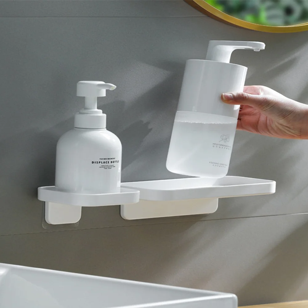 Simple Style Punch-free Shower Shelf  Drainable Wall-mounted Storage Holder Wash Supplies Storage Rack Bathroom Accessories 2