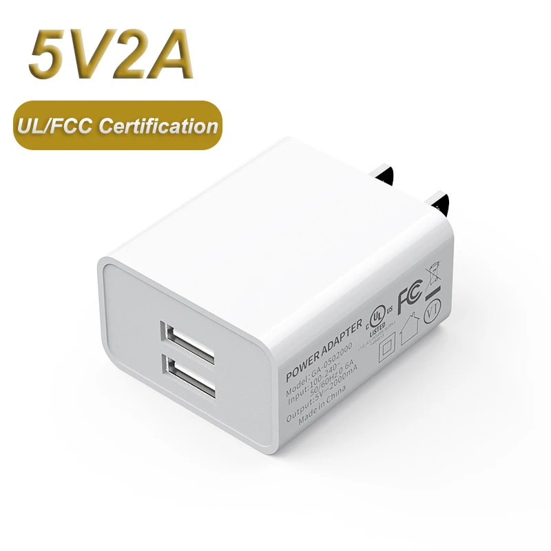 5V 2A US Plug USB Charging Dual Port Power Adapter For Home Travel Wall