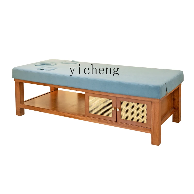 

ZC Solid Wood Facial Bed Wooden Massage Bed Latex Spa Bed for Beauty Salon