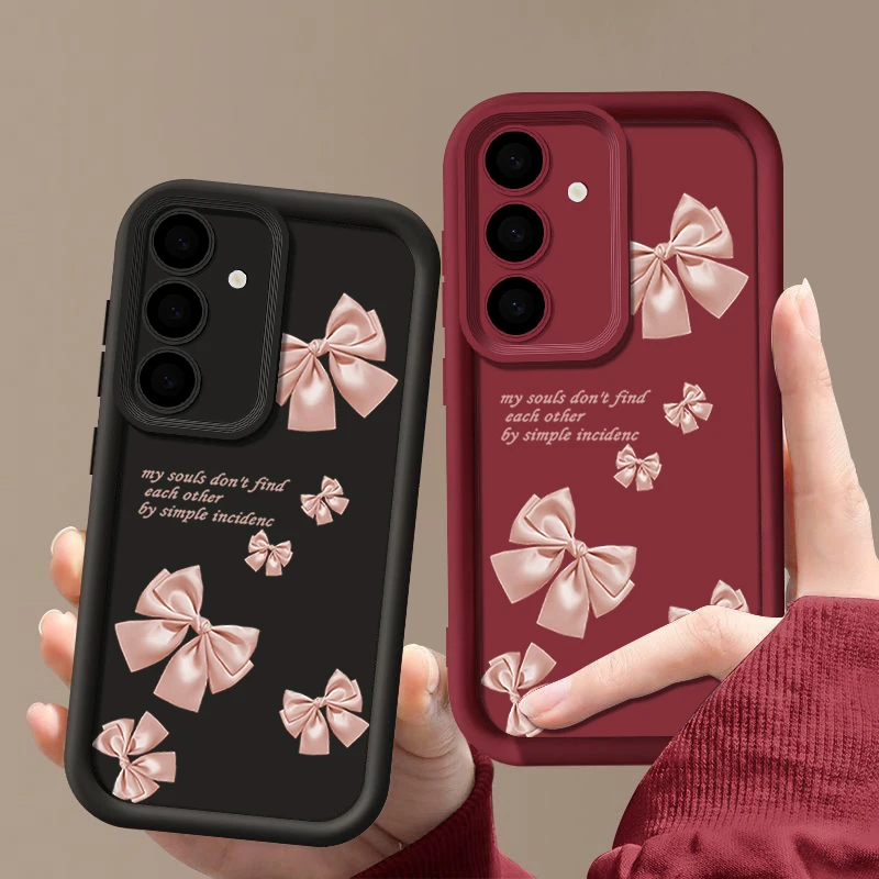 Pink Bowknot Silicone Phone Case - Stylish Soft Cover Design