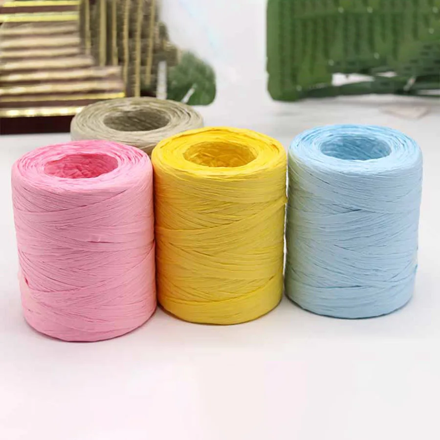 200 M/reel 100% Raffia Straw Yarn Hand Crocheting Yarn for Diy Handmade Hats Handbags Cushions Packing Wrapping Material Sup. 4