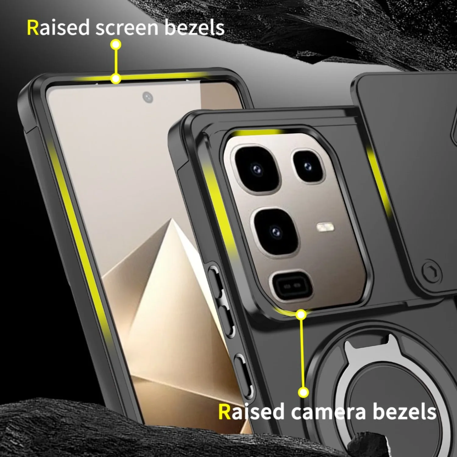 Enhanced Magnetic Bracket Armor Case with Lens Protection Cover