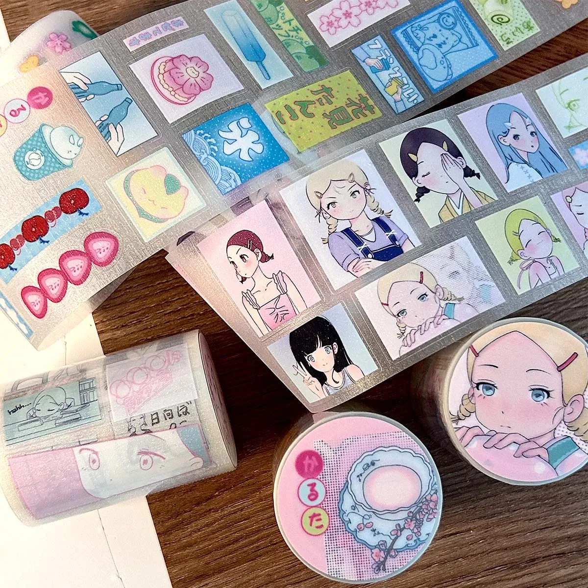 WAKAWAKA Showa Language Washi Tape Cute Character Deco Sticker Korean Decorative Masking Tape Scrapbooking Adhesive Tape 2