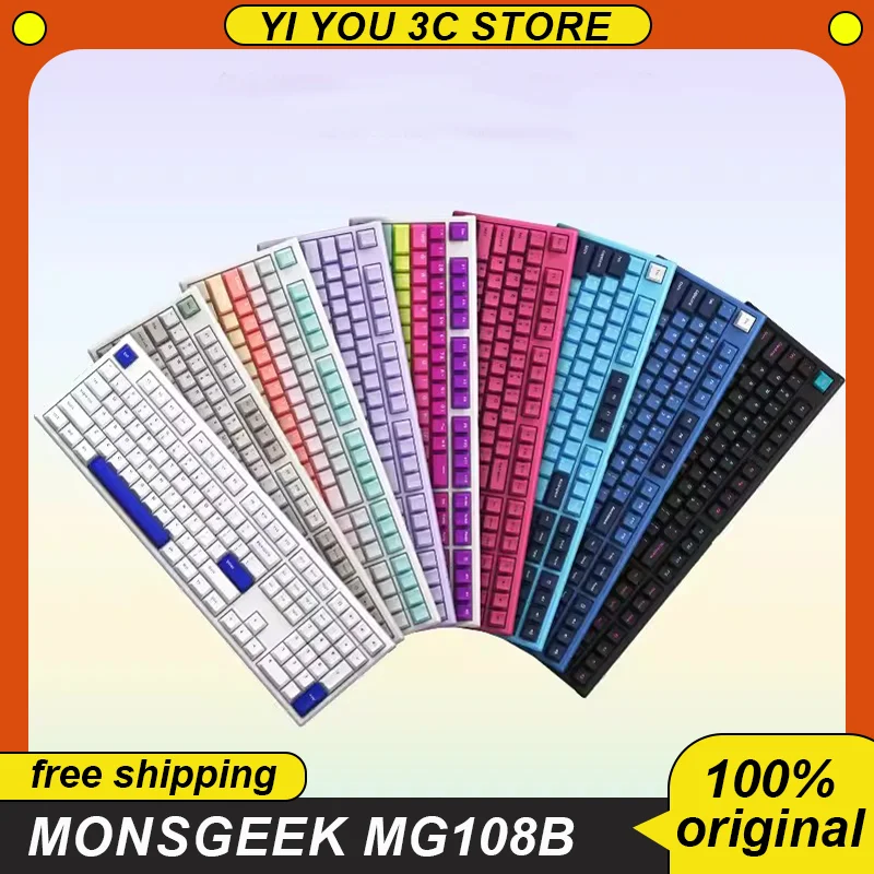 

Monsgeek Mg108b Mechanical Keyboard Three Mode Hot Swap 2.4g Wireless Bluetooth 108 Keys Dynamic Rgb Pc Computer Gamer Man Gift