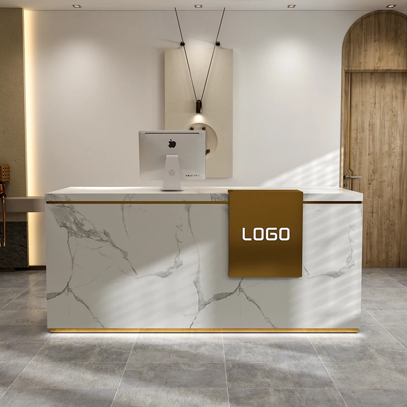 Stand Lights Reception Desks Luxury Office Simple Reception Desks Display Shelf Supermarket Schreibtisch Salon Furniture supermarket advertising shelf channel custom printed label for wobbler