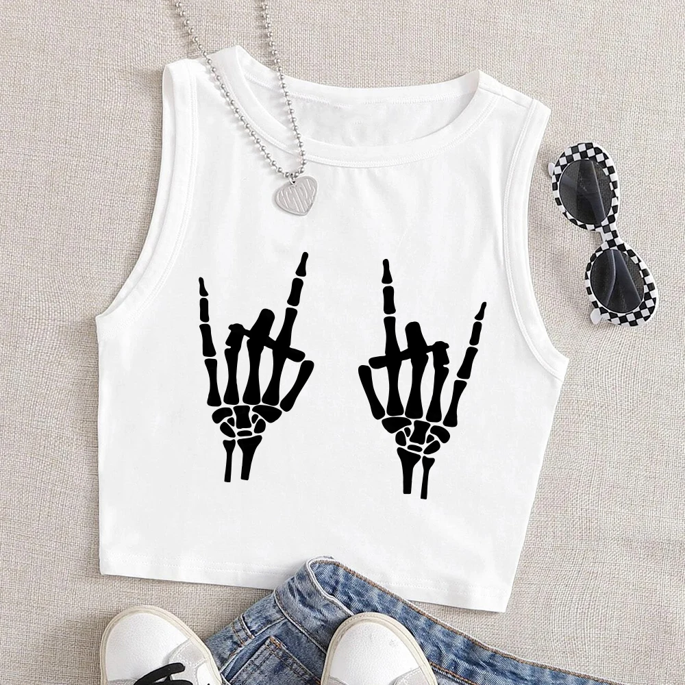 

Модный популярный кроп-жилет Seeyoushy с принтом черепа, летняя сексуальная женская майка Y2K, стильный женский топ, женская одежда