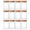 12 Pcs Round Spice Jars Glass Storage Jars with Bamboo Lids Stickers Candy Jars Coffee Jars Salt Jars Pepper Jars Tea Jars 4