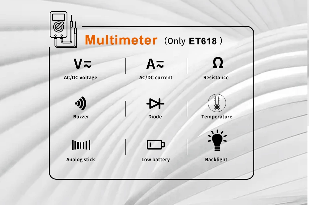 ET616 ET618 2 in1 Network Cable Tester Multimeter with LCD Display Analogs Digital Search POE Pairing Wiremap Sensitivity Tester
