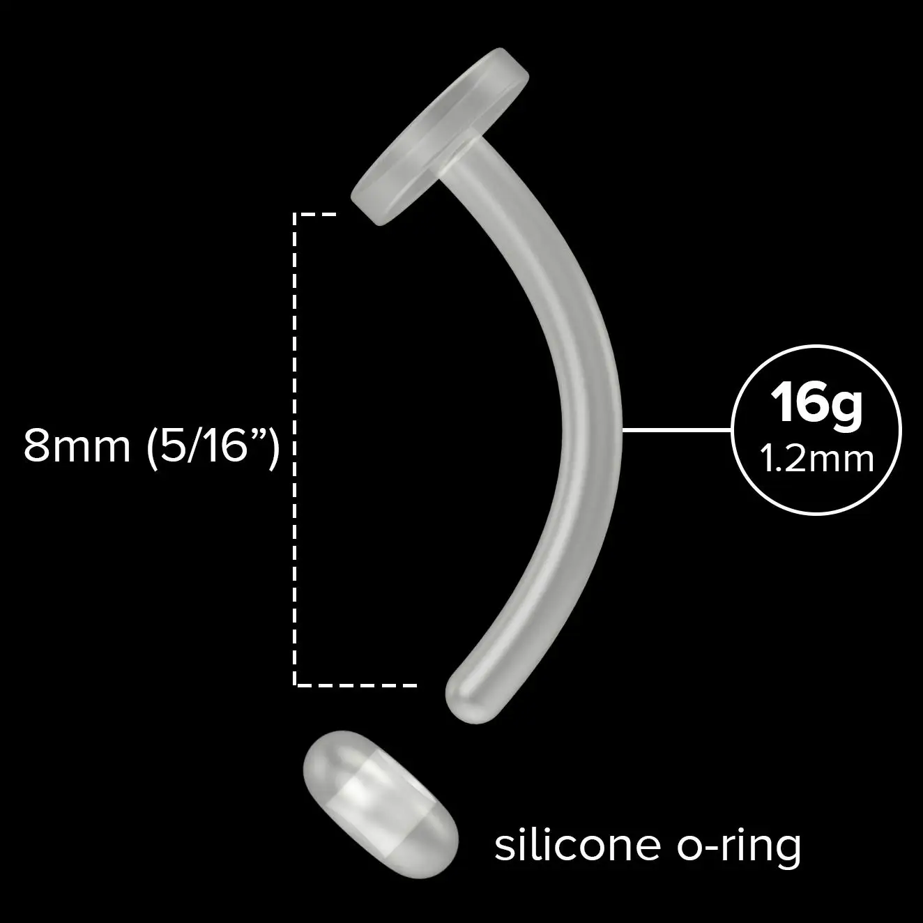 16G Lip Labret Retainer Bauchpiercing Retainer Knorpel Flexibel Klar BioFlex Gebogene Langhantel Bioplast Schmuck Schlafchirurgie – Detail 3
