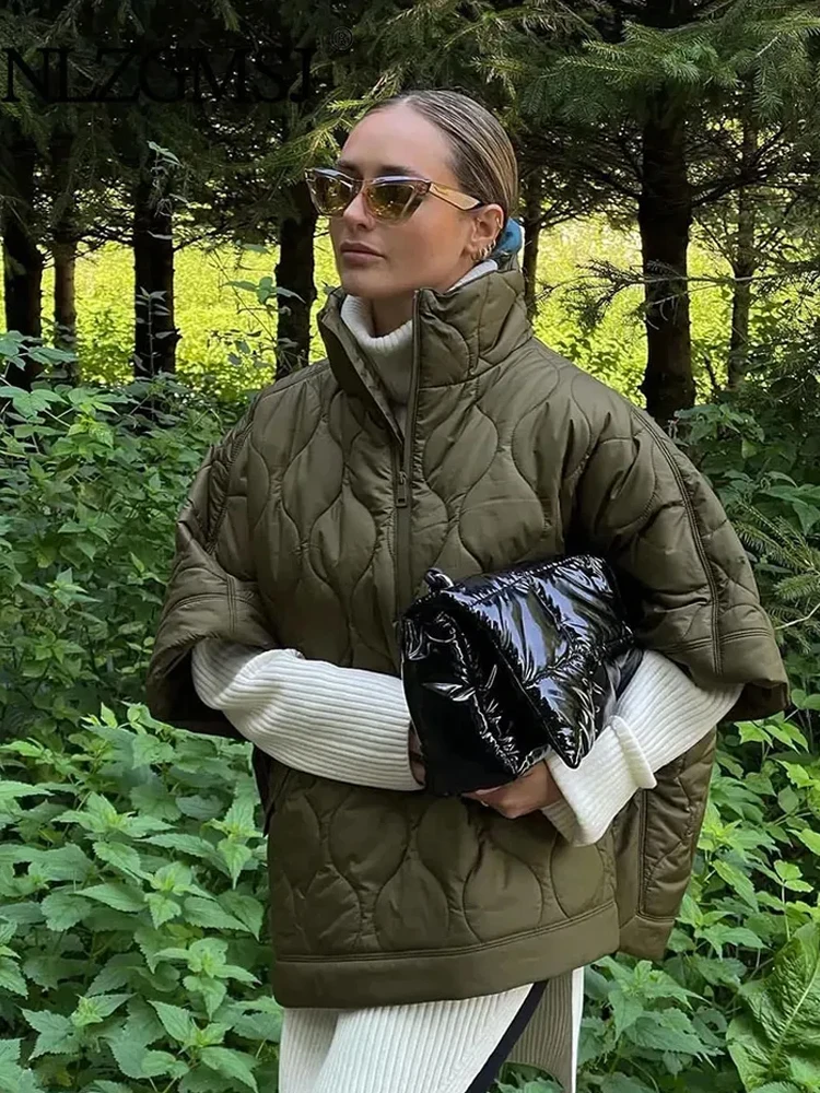 

Модная однотонная блестящая женская свободная накидка с воротником-стойкой и карманами, женское утепленное пальто с коротким рукавом, уличная одежда