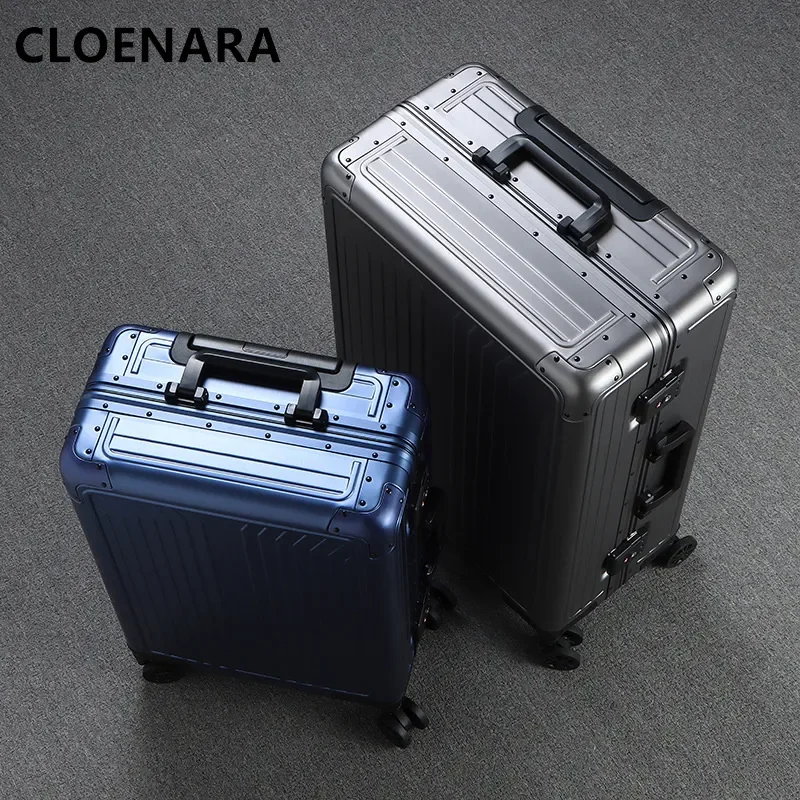 COLENARA New Luggage All Aluminum Magnesium Alloy Trolley Case Men 20 Inches Boarding Box 24 
