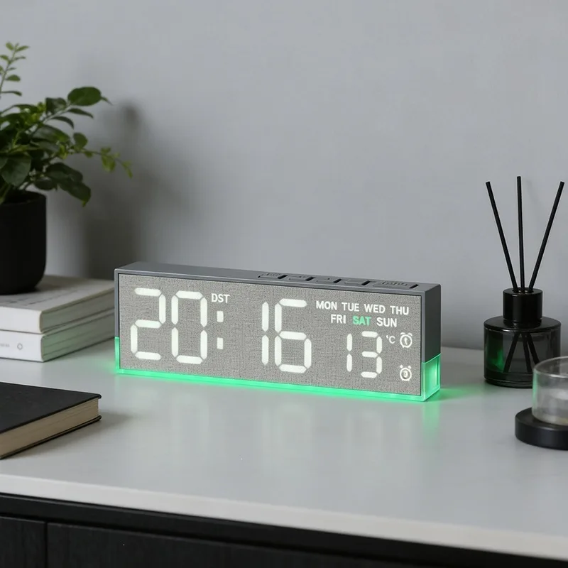Multi-function Digital Alarm Clock with LED Screen, Temperature, Weekday, Calendar, Dual Alarms, Snooze for Bedroom Office Decor 1 Multi-function Digital Alarm Clock with LED Screen, Temperature, Weekday, Calendar, Dual Alarms, Snooze for Bedroom Office Decor 1