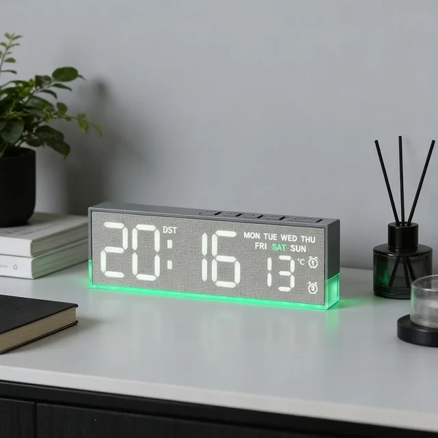 Multi-function Digital Alarm Clock with LED Screen, Temperature, Weekday, Calendar, Dual Alarms, Snooze for Bedroom Office Decor 1