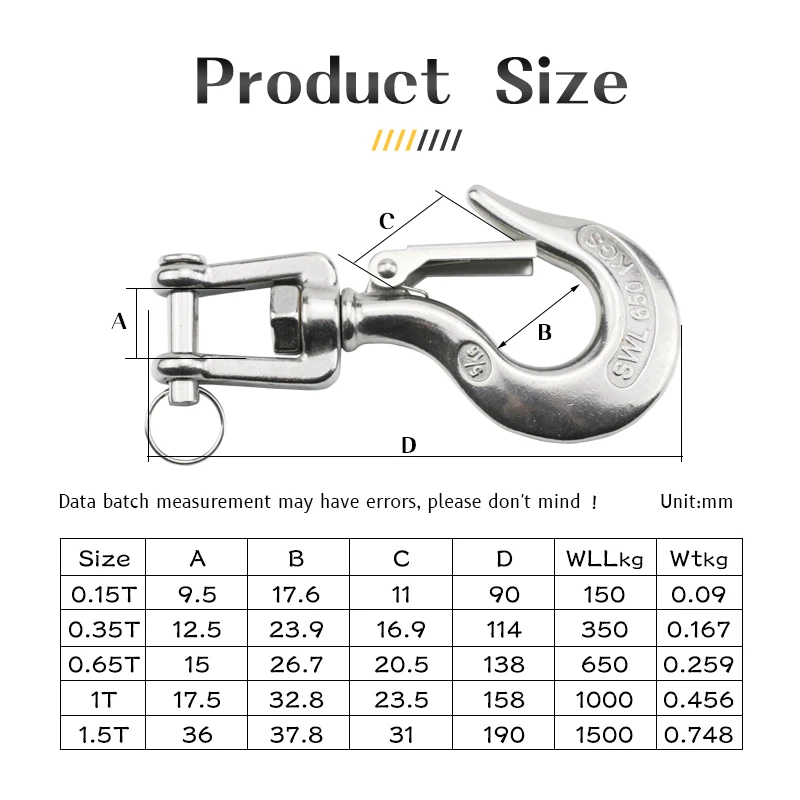 Cikonielf Crochet De Levage à œil Pivotant En Acier Inoxydable 304