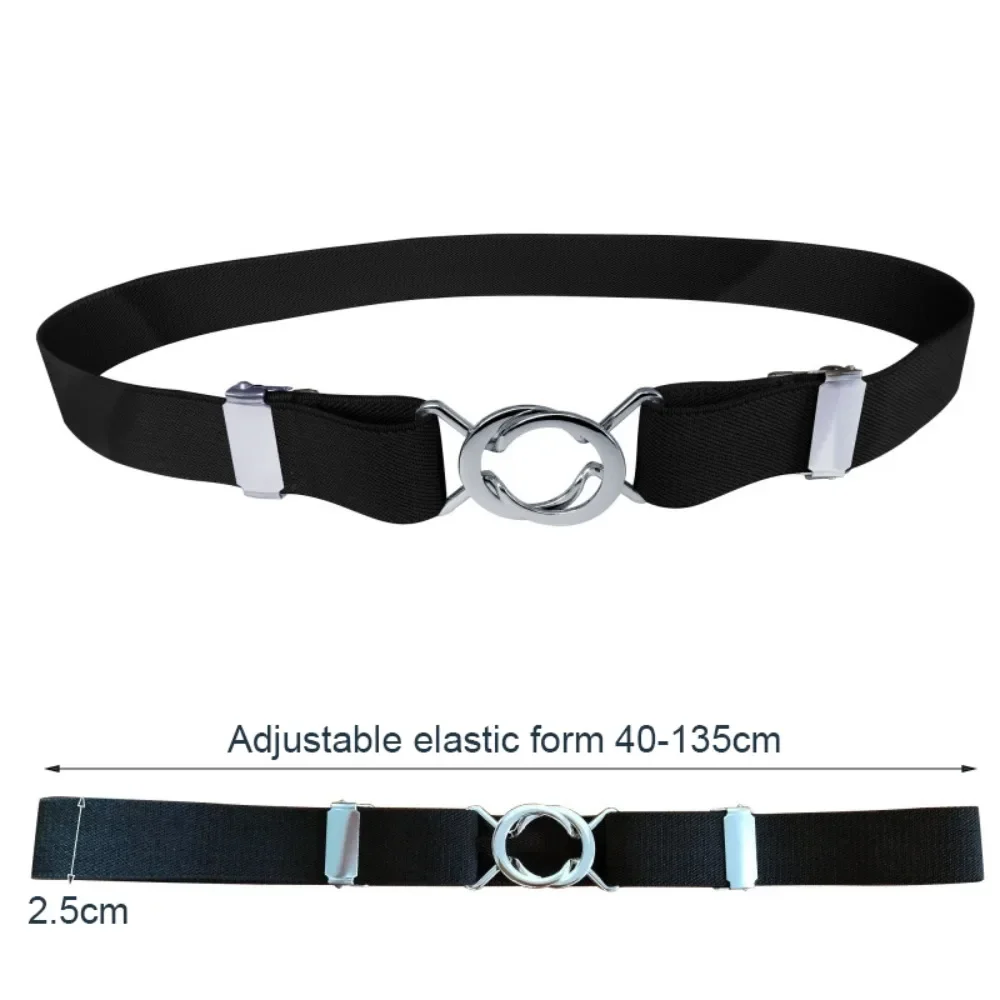 Women's Adjustable Elastic Stretch Belt with Metal Buckle 1 inch Wide Web Belt Waist Belts for Jeans Pants Dress Casual Belts
