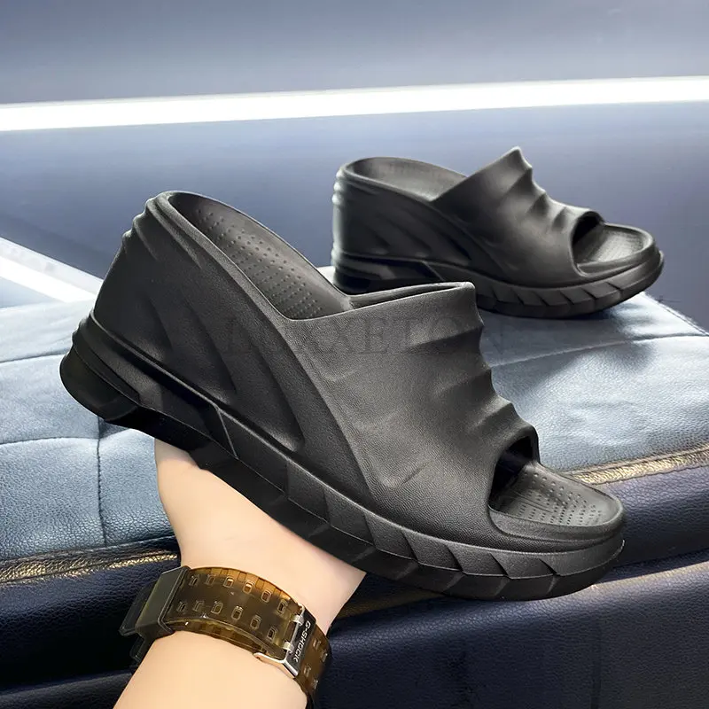 Women's Slippers Summer Casual Thick Bottom Flip Flop Sandals Wedge Heel Open Toe Shoes 8cm women sandals wedge sandals