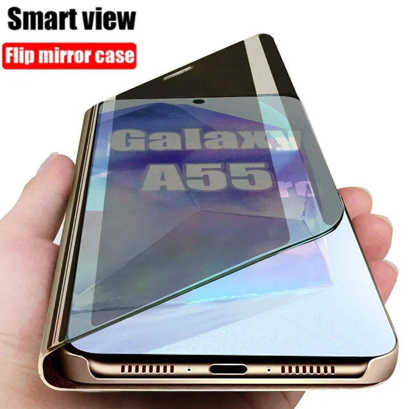 Mirror Flip Phone Case For Samsung Galaxy A54 A34 A14 A52 A53 A12 A51 A72 A32 A71 A50 A21 A13 A22 4G A55 5G