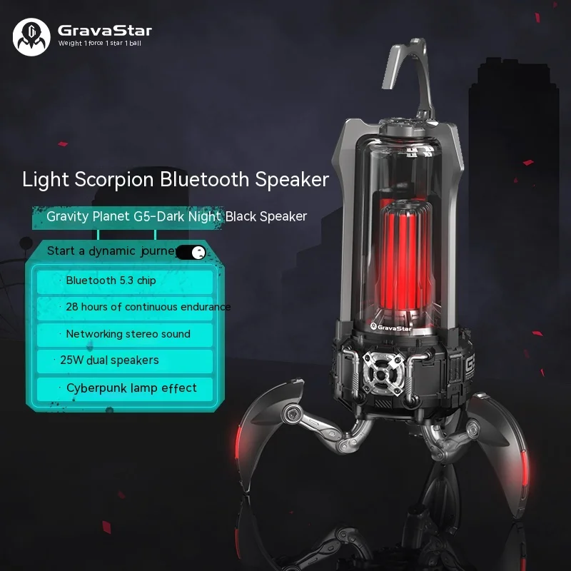 

New Gravastar G5 Scorpion Mech Bluetooth Esports Audio Wireless Speaker Table Set With Trendy Portable Camping Speaker Boy Gift
