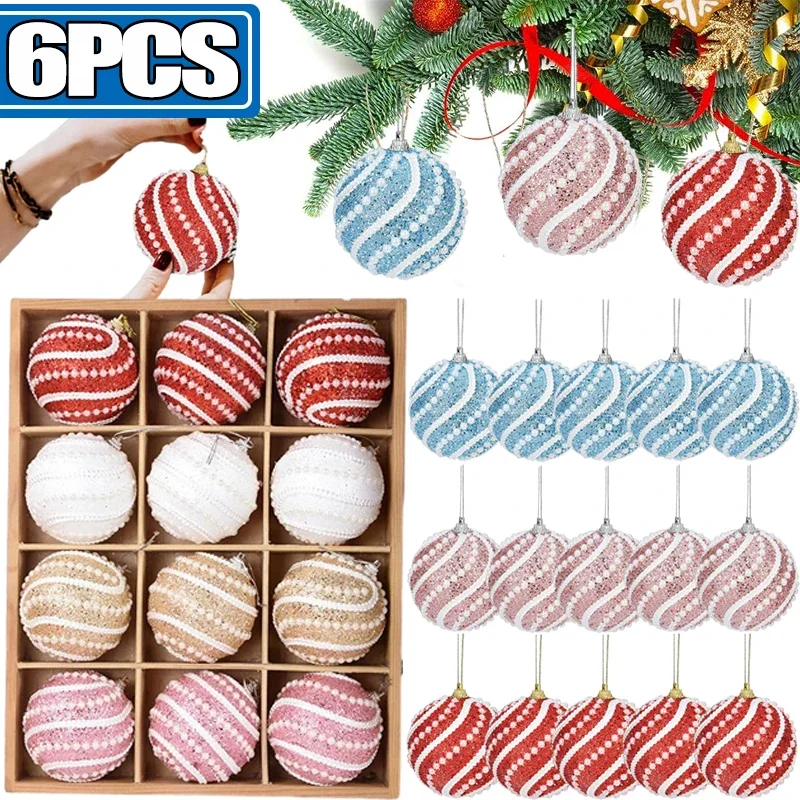 

2024 New Christmas Tree Ball Ornaments 8cm Mini Christmas Ball Decoration White Red Xmas Ball Shatterproof Hanging Tree Decor