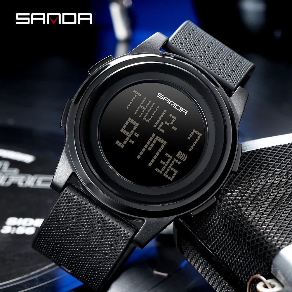 Sanda Brand 9mm Super Slim Men's Watch Luxury Electronic Led