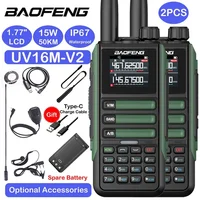 2PCS Baofeng UV16M V2 Walkie Talkie 15W 50KM Long Range 999CH Ham AM/FM Radios UHF VHF TypeC Charge Noise Reduction 2-Way Radio 1