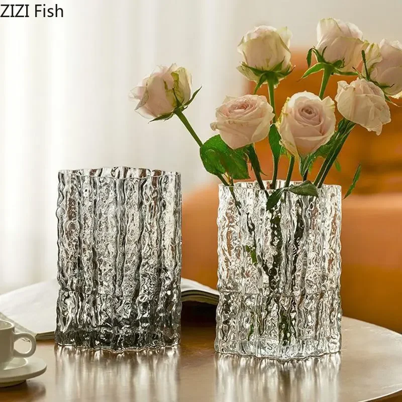 Creative Glacier Glass Vase Transparent Hydroponics Flowers Pots Desk Decoration Flower Arrangement Floral Vases Modern Decor 5