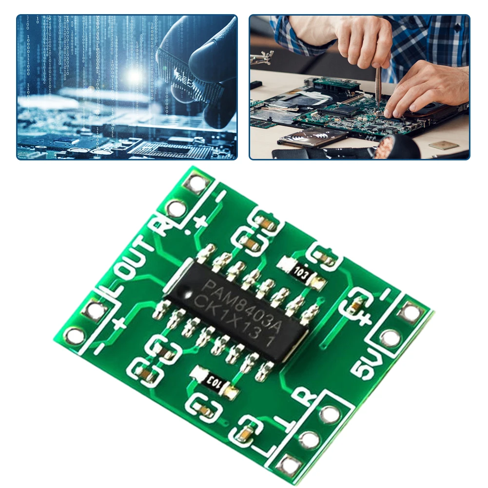 PAM8403 오디오 전력 증폭기 모듈 2.5V-5.5V 2 채널 슈퍼 미니 스테레오 오디오 앰프 보드 볼륨 조절용 USB 전원 공급 장치