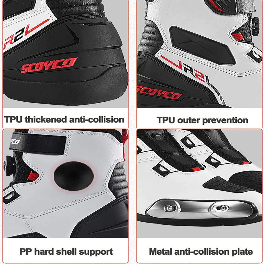 SCOYCO Motorbike Leather Boots Motorcycle Motorbike Shoes Armored Boot Protection Anti Slip Racing Sports For Men
